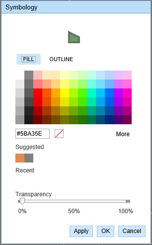 Symbology editor for a polygon layer Symbology editor for a polygon layer
