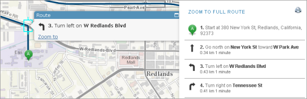 Directions with highlighted turn Directions with highlighted turn